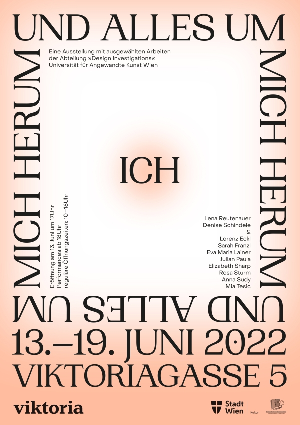 Rosa Hintergrund, schwarzer Schriftzug:
                                          