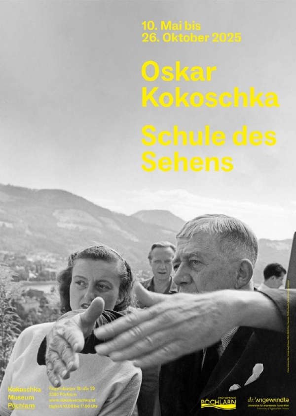 Oskar Kokoschka mit Bergen im Hintergrund