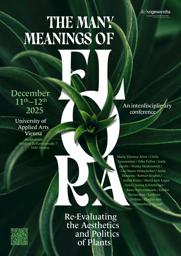 Plakat mit den Veranstaltungsinformationen. Weisse Schrift auf
                                          grünen Pflanzenhintergrund.