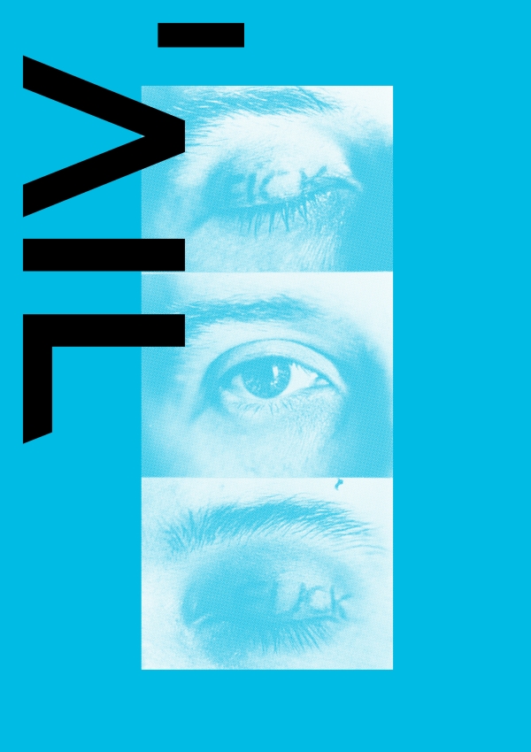 Event poster, three letters AIL and three eyes