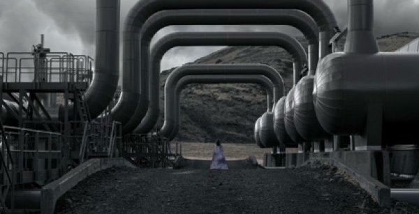 Fotomontage zeigt 3 Ausschnitte
                                          industrieller Umgebungen, die symbolisch für geologische Folgen stehen